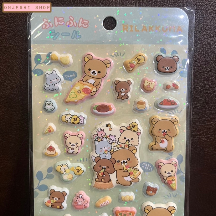 สติกเกอร์แบบนูน Funi Funi Sticker แบบ Rilakkuma Everyone's Fully Filled ขนาด 20 x 9.5 ซม.