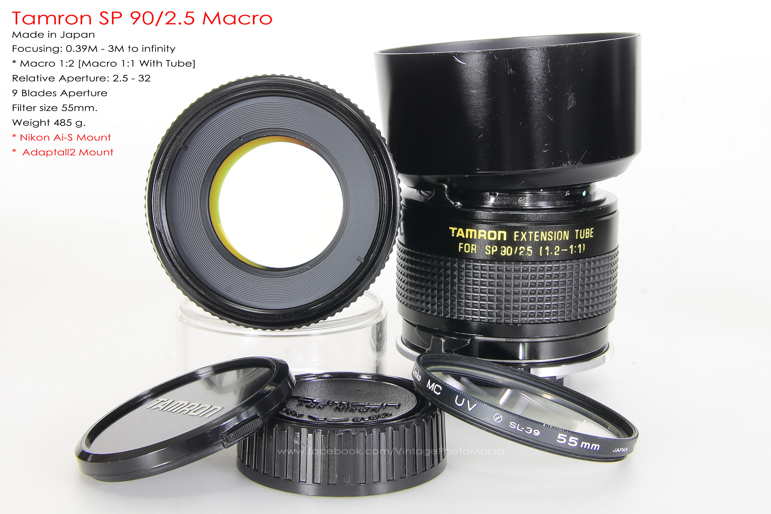 Tamron SP 90/2.5 Macro+Tamron Tube *Nikon Ai-S Mount เลนส์พรอตเทรตมาโครเอฟกว้าง