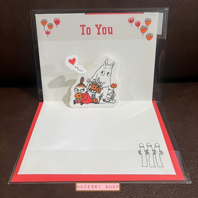Moomin Pop Up Birthday Card From Japan การ์ดวันเกิดลาย Little My & Moomin สีแดง ขนาด 10 x 13.2 ซม.