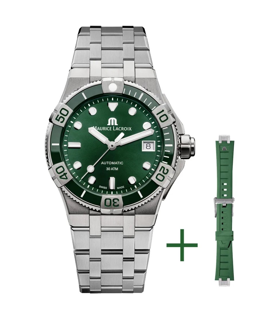 (ประกันศูนย์ไทย 2 ปี) MAURICE LACROIX AIKON Venturer 38mm Green (Strap Set) AI6057-SSL5F-630-D