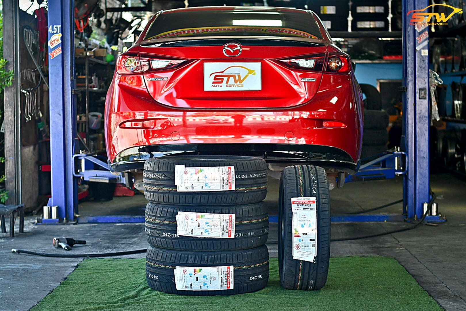 ยาง KUMHO ECSTA PS31 225/45R18 91W ติดตั้งใส่ MAZDA 3 SKYACTIV