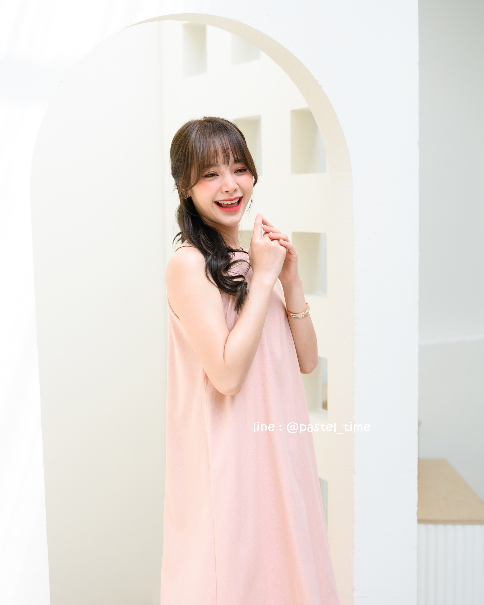 Clio Vest Linen Maxi dress - สีชมพู