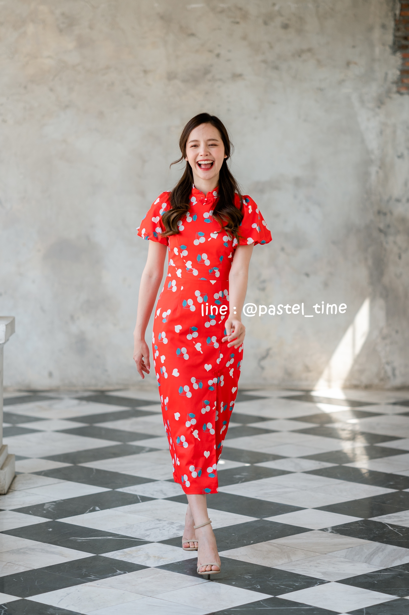Cherry Ang Pao Dress เดรสกี่เพ้าคอจีนสีแดง