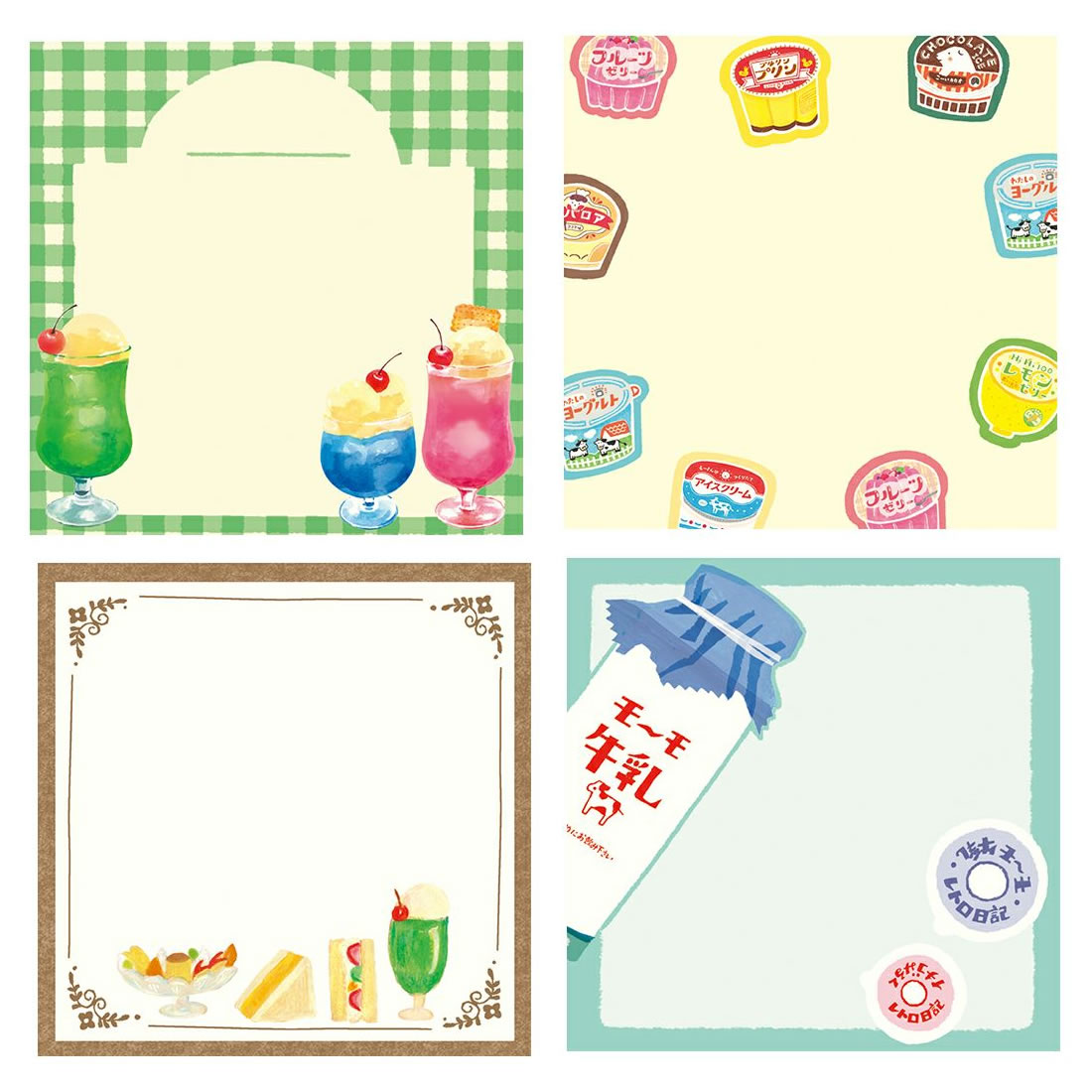 สมุดฉีก Furukawa Paper Works Memo จากญี่ปุ่น ลาย Green Cream Soda ขนาด 9 x 9 ซม. มี 4 ลาย รวม 100 แผ่น