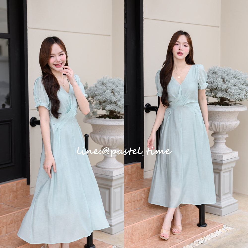 Momiji Midi Dress : สีเขียวมิ้นท์ [Made by Pastel Time]