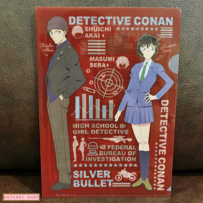 แฟ้มเล็กขนาด A5 ขนาด 14.5 x 20.5 ซม. Detective Conan Mini Clear File 4 ลาย Silver Bullet สีแดง มาพร้อมซองกระดาษใส่ลายเฉพาะ ไม่มีวางจำหน่ายทั่วไปนะคะ ต้องกดตู้ที่ญี่ปุ่นมาค่ะ