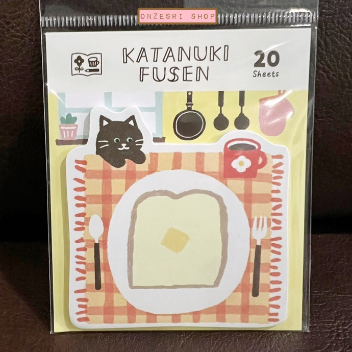 กระดาษโน้ตมีกาว Furukawa Paper Works Katanuki Fusen จากญี่ปุ่น ลายโต๊ะอาหารเช้า ขนาดกระดาษ ประมาณ 7 x 7 ซม. มี 20 แผ่น