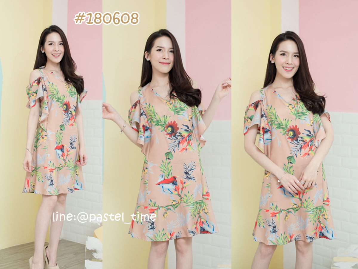 Tropical Off-Shoulder Dress