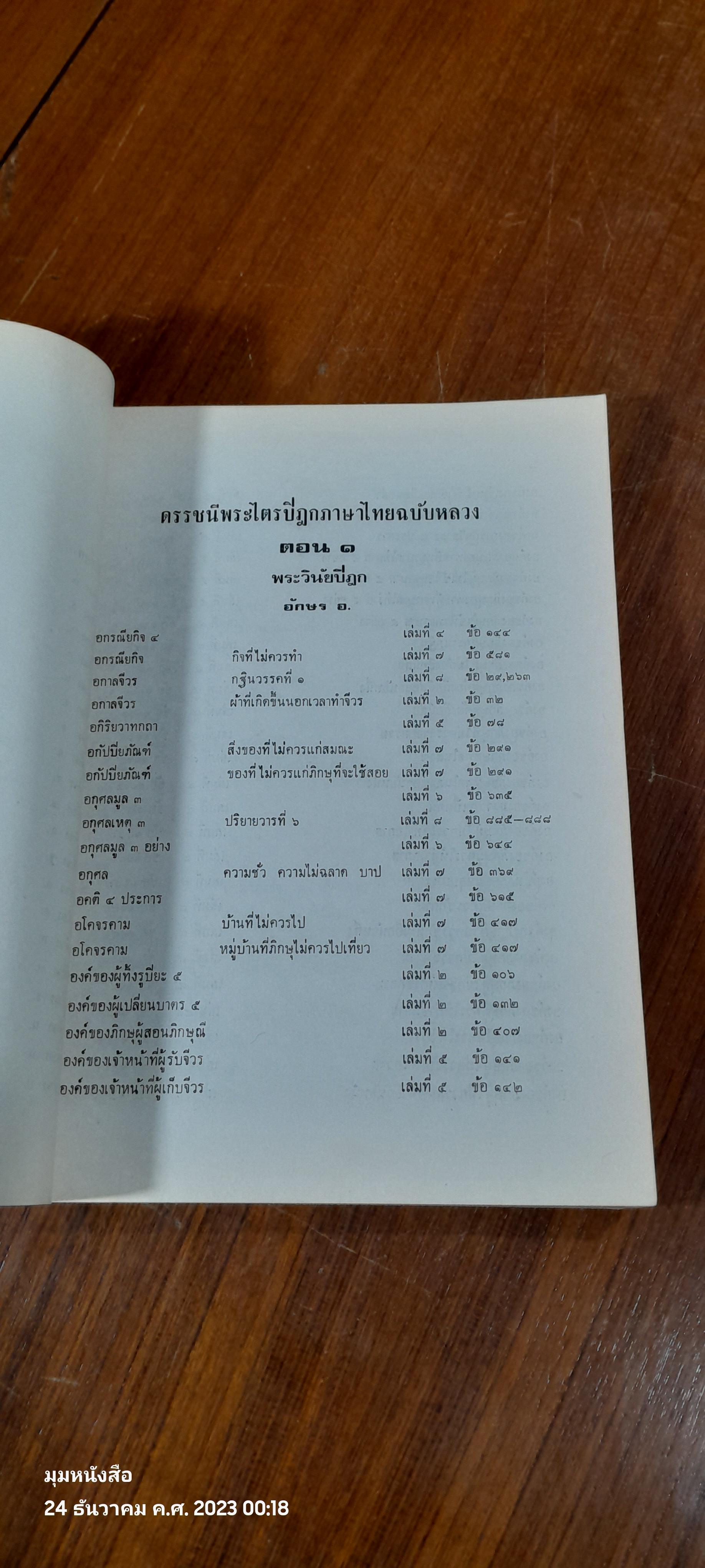 ดรรชนีพระไตรปิฎกภาษาไทยฉบับหลวง (พระวินัยปิฏก) ตอน ๑ / กรมการศาสนา
