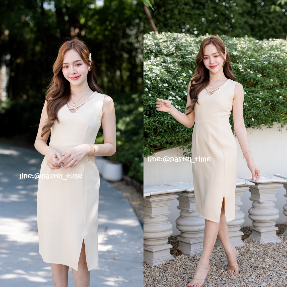 Criss Cross Dress : สีครีม [Made by Pastel Time]