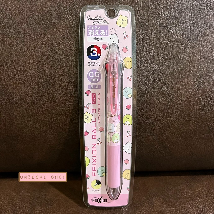 ปากกาลบได้ Pilot Frixion Slim 3C หมึกมี 3 สี น้ำเงิน แดง ดำ หัว 0.5 ลาย Sumikko Gurashi Cherry สีชมพู