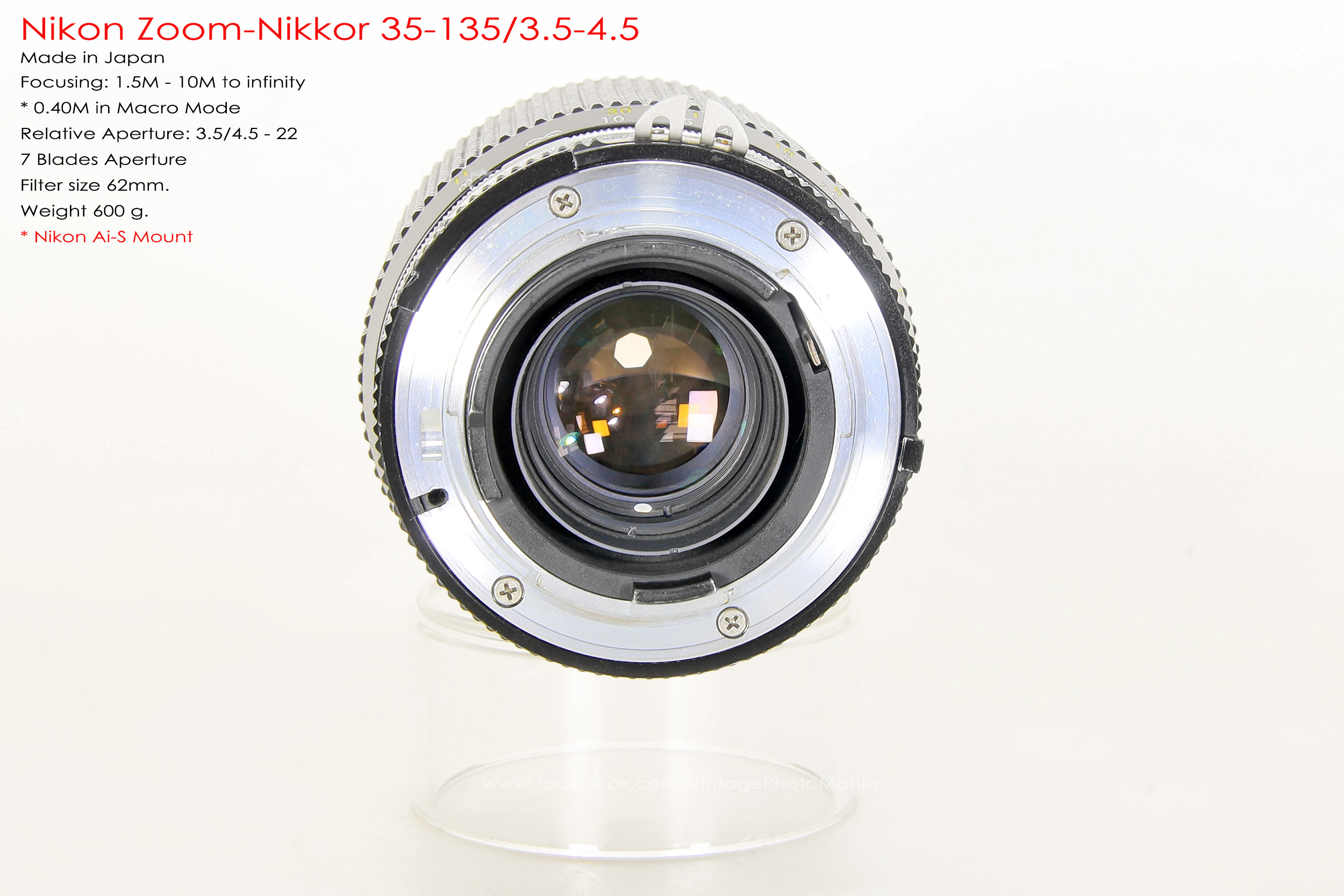 Nikon Zoom-Nikkor 35-135/3.5-4.5 *Nikon Ai-S Mount เลนส์ซูมอเนกประสงค์