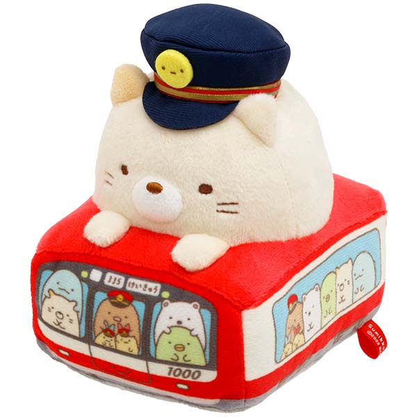 ตุ๊กตา Sumikko Gurashi x Keikyu & Haneda in Ota City (Limited) เป็นแบบคุณแมว Neko เป็นนายสถานีรถไฟสายสีแดง ขนาด 13 x 9.5 x 11.5 ซม.