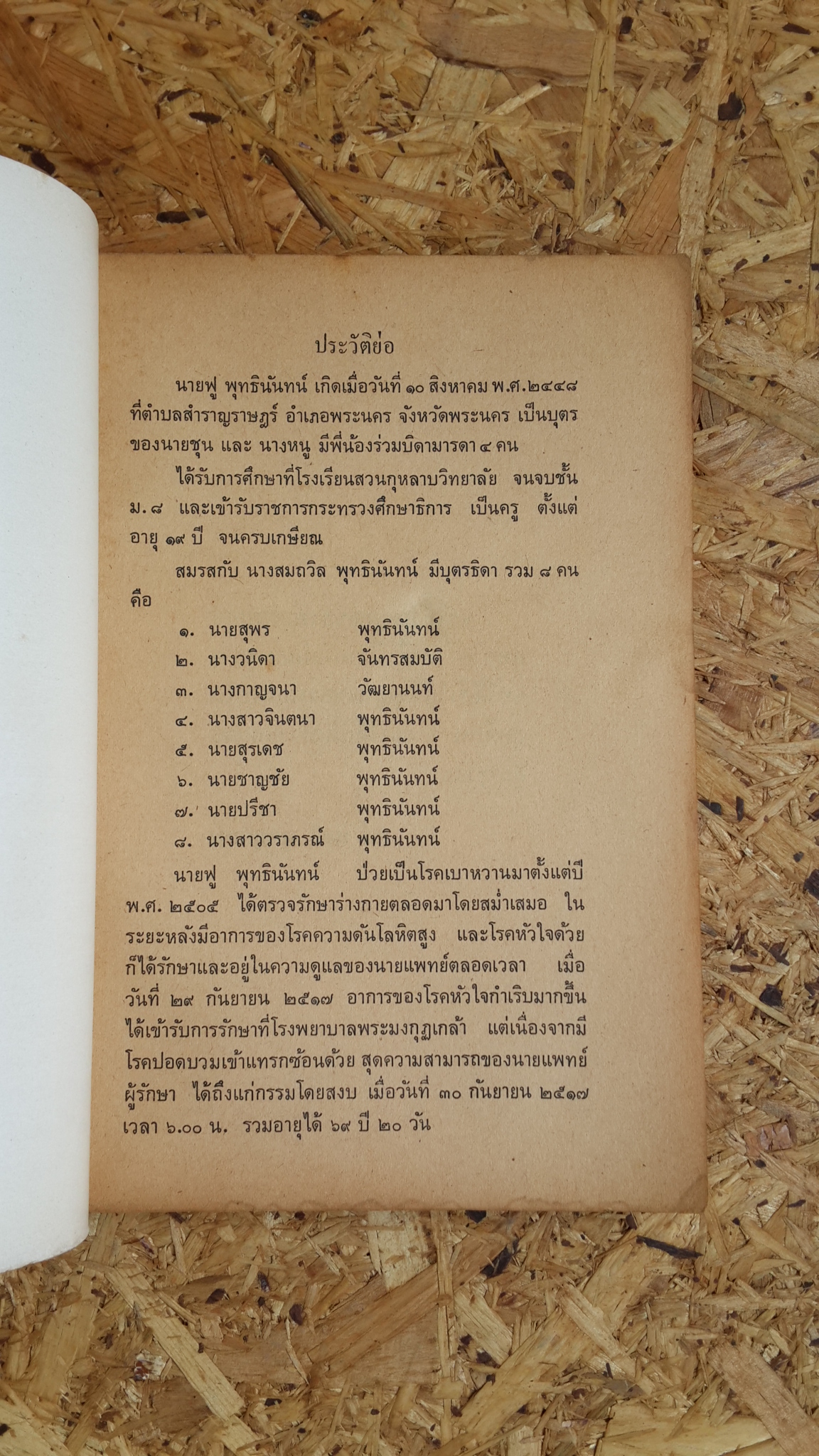 ปัญหาน่ารู้ : อนุสรณ์ในงานพระราชทานเพลิงศพ นายฟู พุทธินันทน์