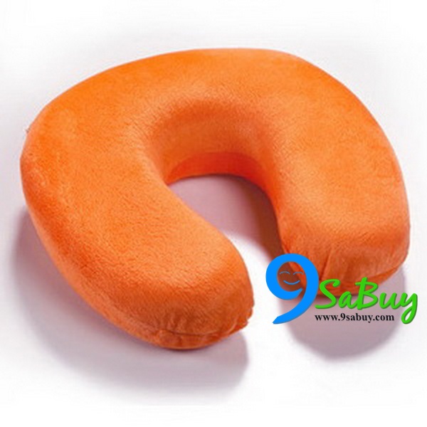 พร้อมส่ง หมอนรองคอ หมอนเดินทาง รูปตัว U memory foam สีส้ม