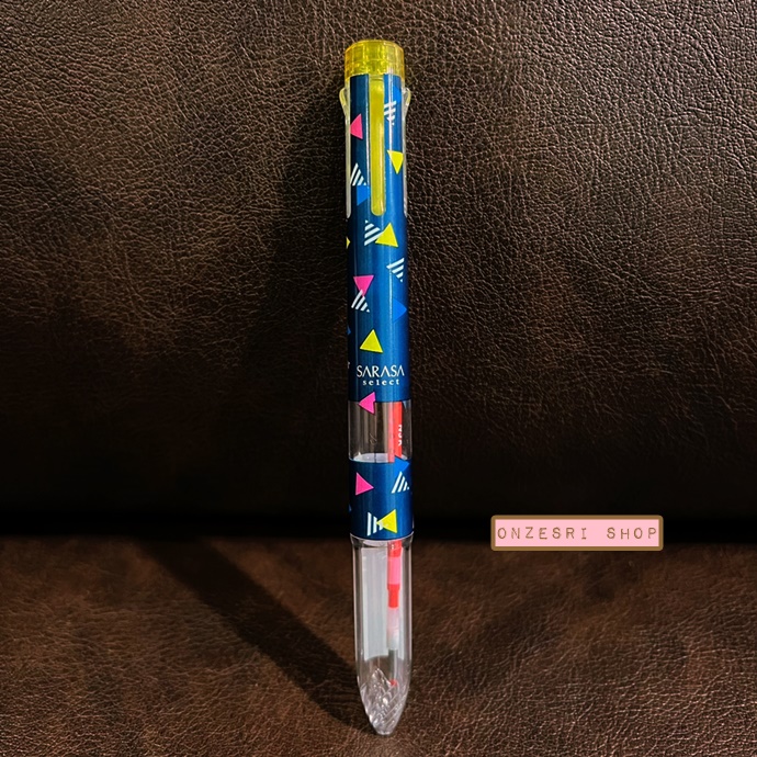 ปลอกปากกา Zebra Sarasa Select ใส่ได้ 5 ไส้ แบบ Neon Color (Limited) พร้อมหมึกสีแดง ลาย Neon Yellow