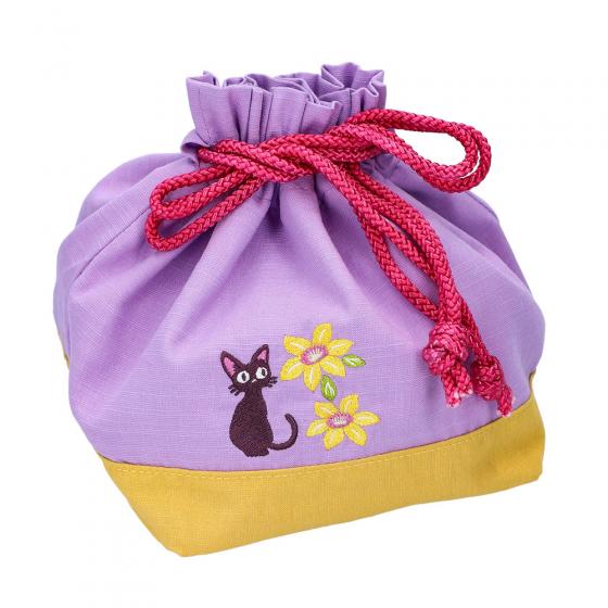 ถุงผ้ารูดเชือกแบบญี่ปุ่น Studio Ghibli Japanese Drawstring Bag แบบ Kiki's Delivery Service สีม่วงอ่อน ขนาด 30 x 20 x 16 ซม. ฐานกว้าง