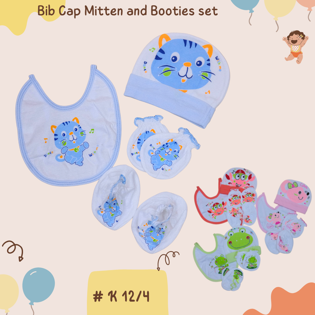 Bonet Mitten Booties ชุด 4 ชิ้นพิมพ์ มีหลายลาย KERO KIDS