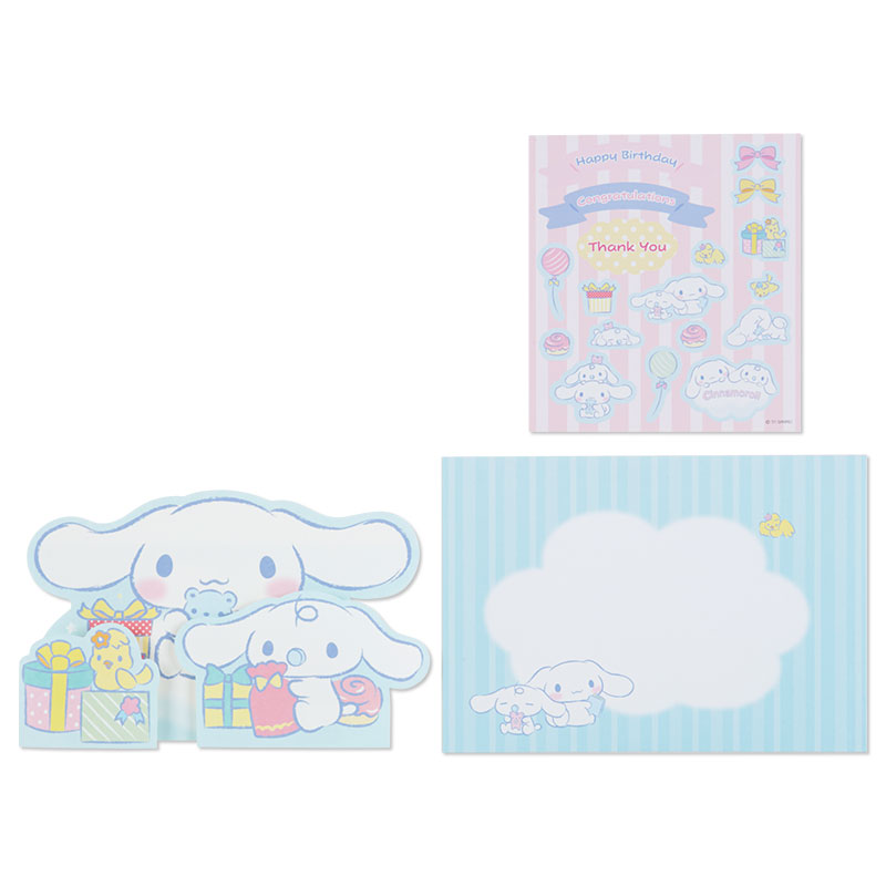การ์ดเปล่า Sanrio & Seal Card แบบ Cinnamoroll สามารถเขียนด้านในได้ มีสติกเกอร์น่ารักให้แปะได้ 1 แผ่น มาพร้อมซองลายน่ารักเข้ากัน ขนาดประมาณ 16.2 x 11 ซม.