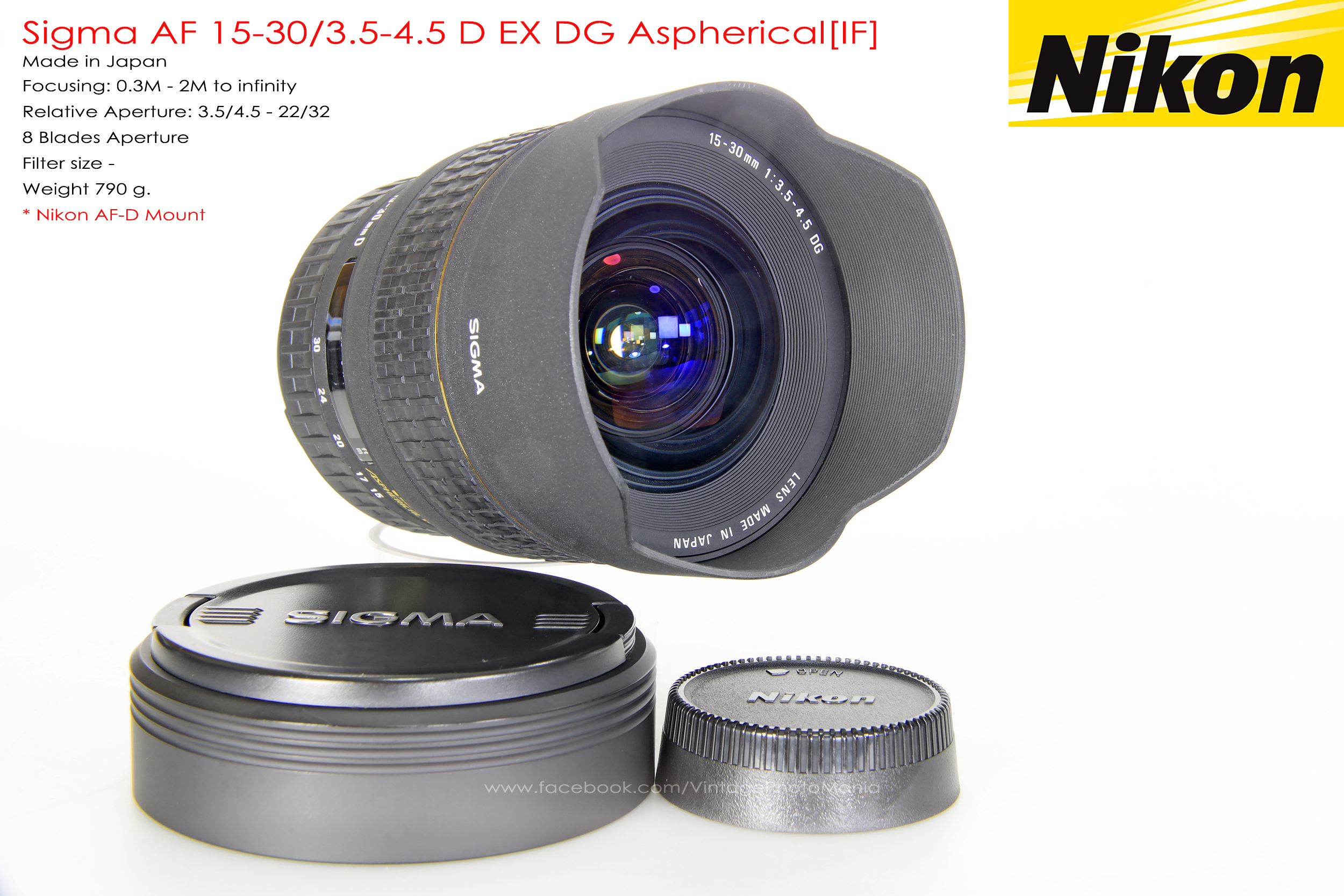 Sigma AF 15-30/3.5-4.5D EX DG Aspherical[IF] *Nikon AF-D Mount เลนส์ไวด์สุดๆรองรับกล้องฟูลเฟรม