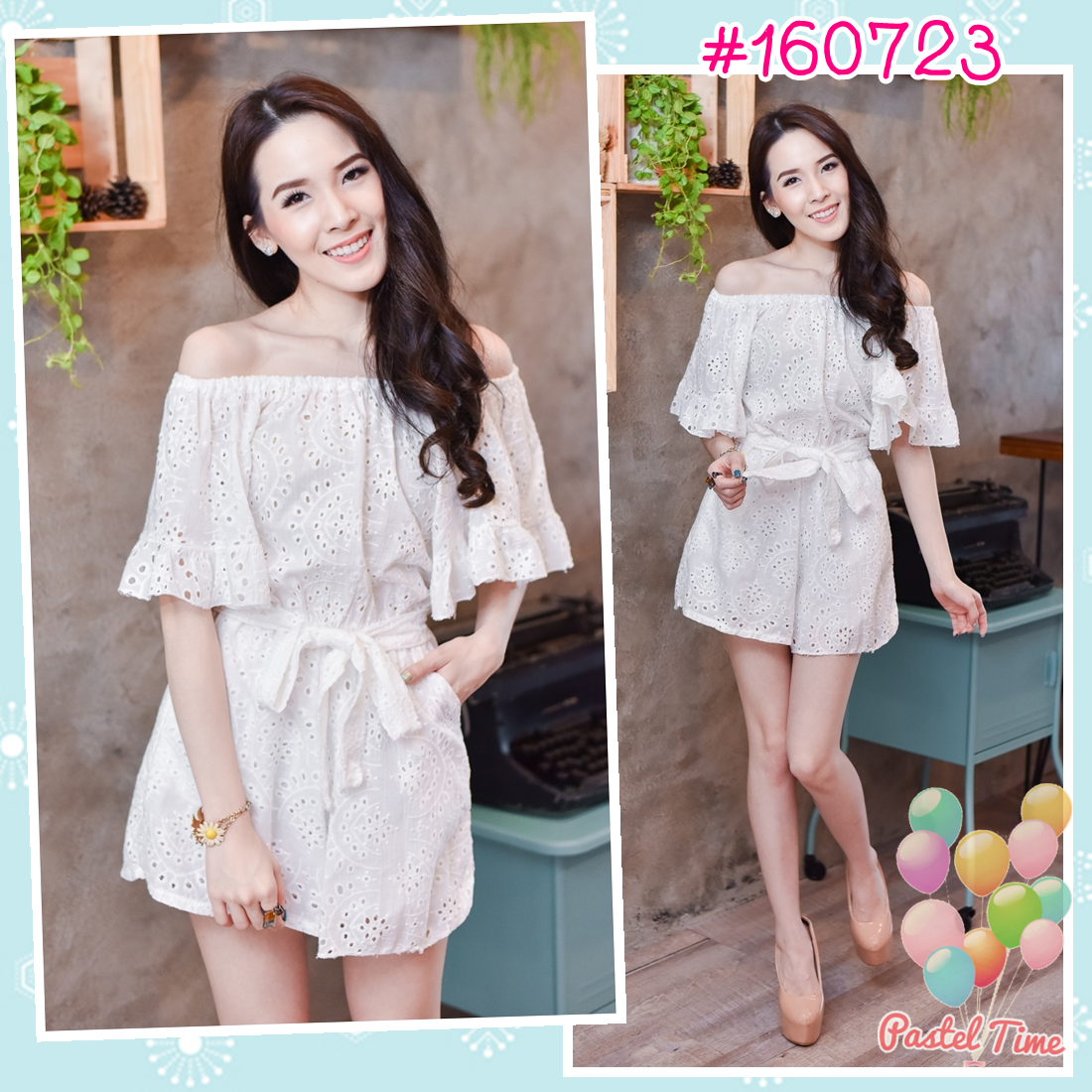 White Lace Open shoulder Jumpsuit