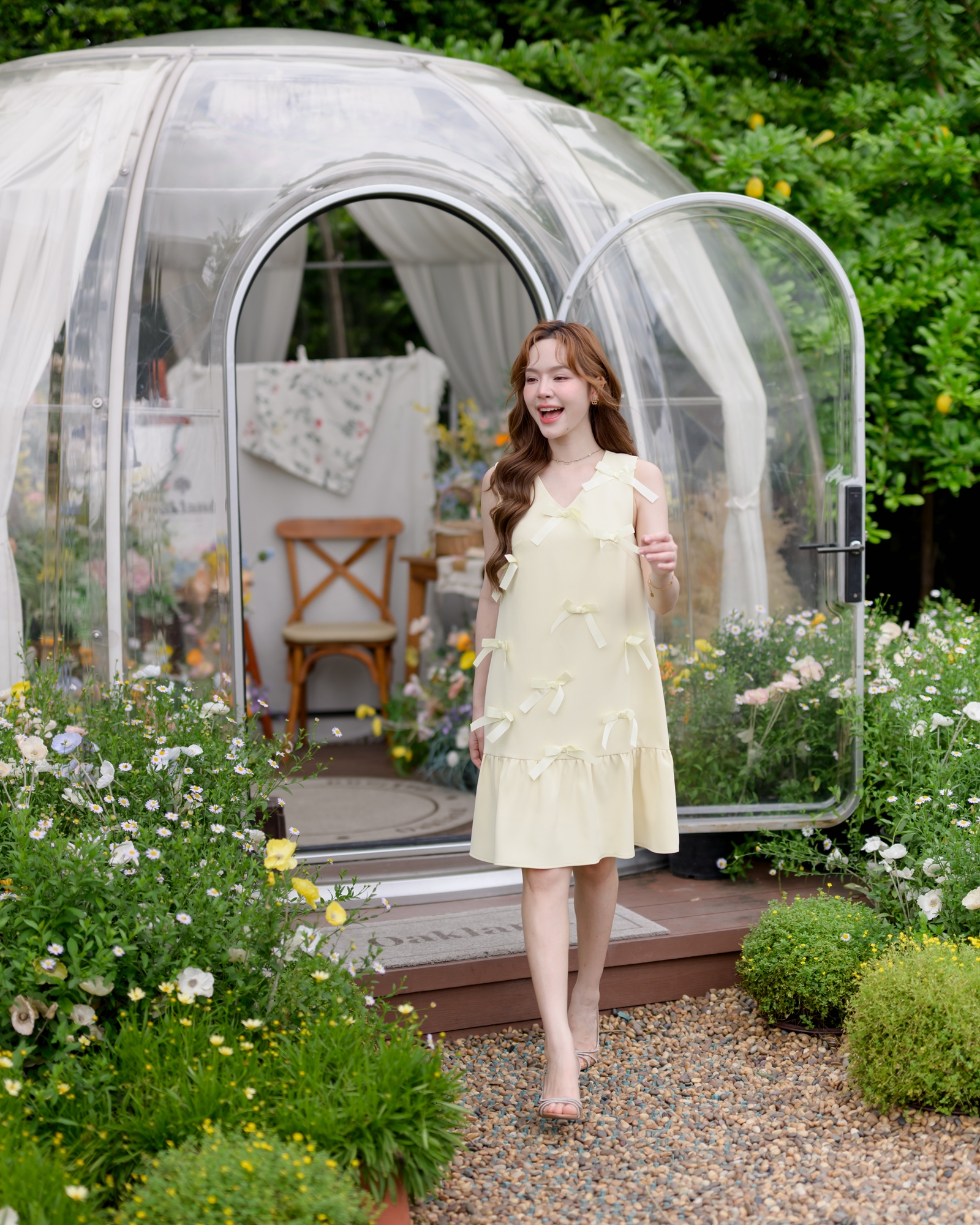 Bow me softly dress : สีเหลืองอ่อน