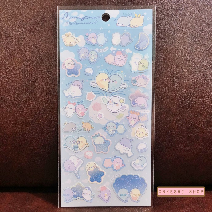 Sticker Mamegoma Sky Aquarium ลายสีฟ้า ขนาด 20 x 9.5 ซม.