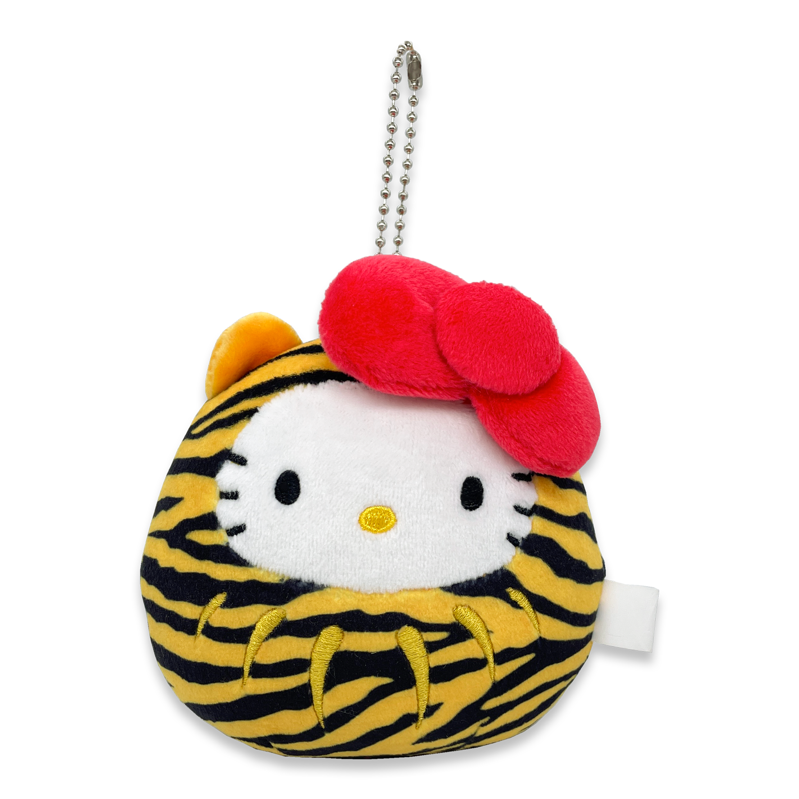 พวงกุญแจตุ๊กตา Hello Kitty Fukutora (Limited) เป็นชุดผสมกันระหว่างตุ๊กตาดารุมะกับเสือนำโชค ขนาด 11 x 10 x 7 ซม.