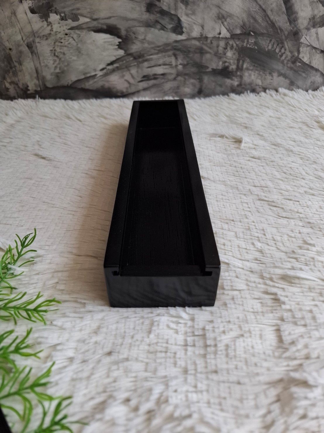 กล่องไม้ฝาสไลด์สีดำเงา