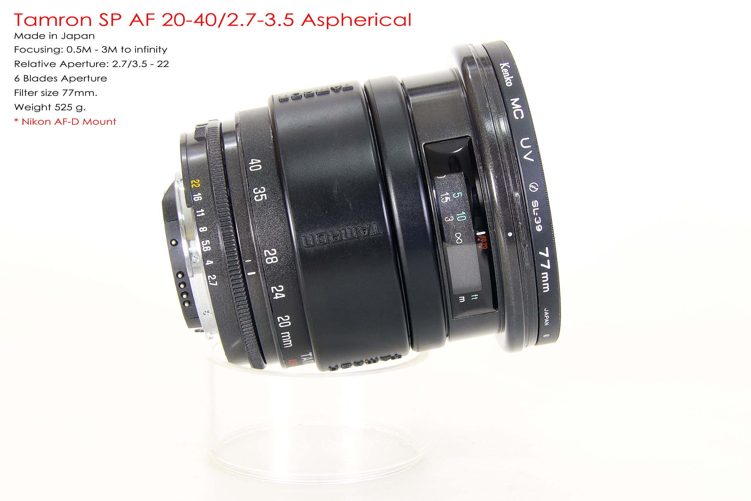 Tamron SP AF 20-40/2.7-3.5 Aspherical *Nikon AF-D Mount เลนส์ไวด์ไวแสงหายากรองรับกล้องฟูลเฟรม