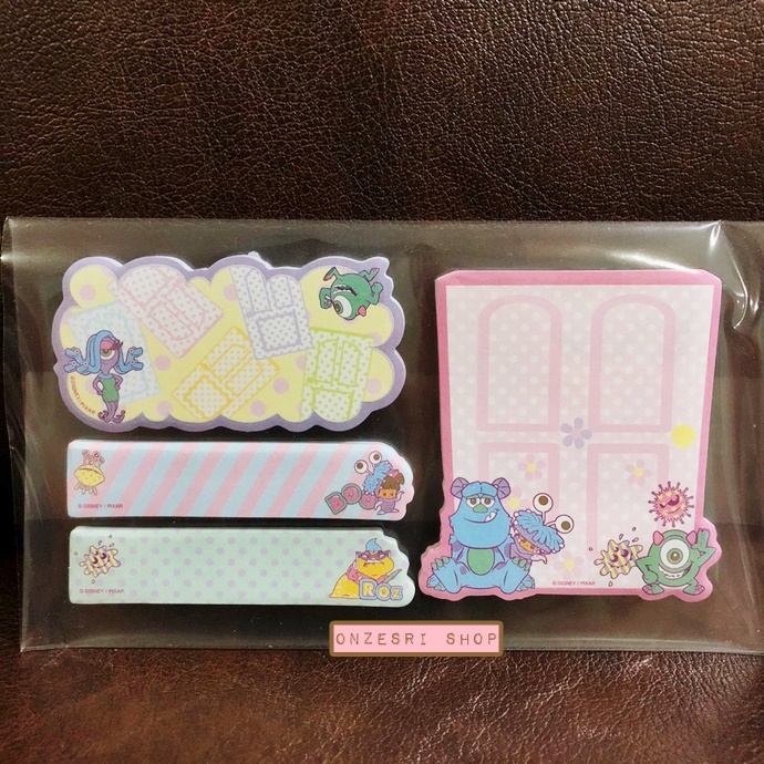 กระดาษโน้ตมีกาว Post it / Sticky Note ลาย Monster University (Tokyo Disney Resort) สีพาสเทลน่ารัก ขนาด 15.5 x 9 ซม. มี 4 ลาย ลายละ 30 แผ่น รวม 120 แผ่น
