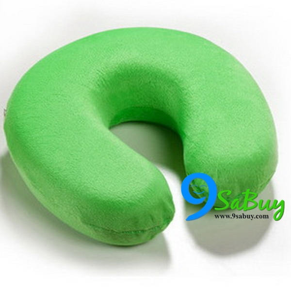 พร้อมส่ง หมอนรองคอ หมอนเดินทาง รูปตัว U memory foam สีเขียว