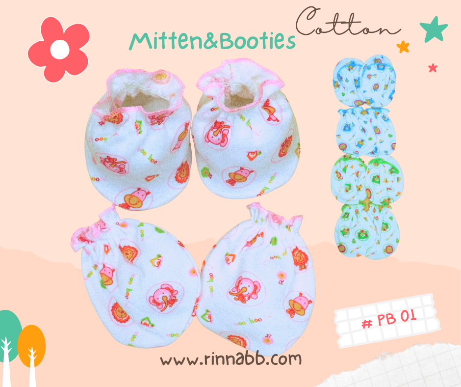 Baby Mitten&Booties ,มือเท้าชุดผ้าลาย, By12