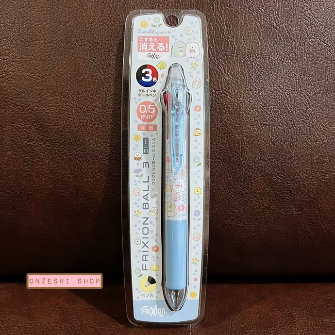 ปากกาลบได้ Pilot Frixion Slim 3C หมึกมี 3 สี น้ำเงิน แดง ดำ หัว 0.5 ลาย Sumikko Gurashi Flower สีฟ้า