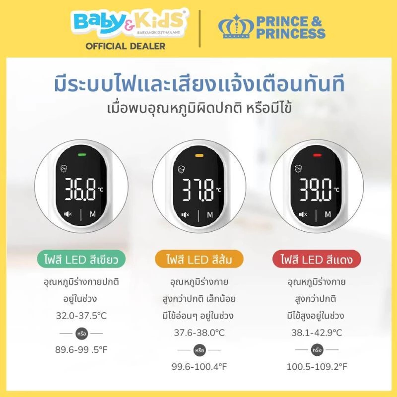 PRINCE & PRINCESS เครื่องวัดไข้ เทอร์โมมิเตอร์อินฟาเรดเครื่องวัดไข้ 4 Mode