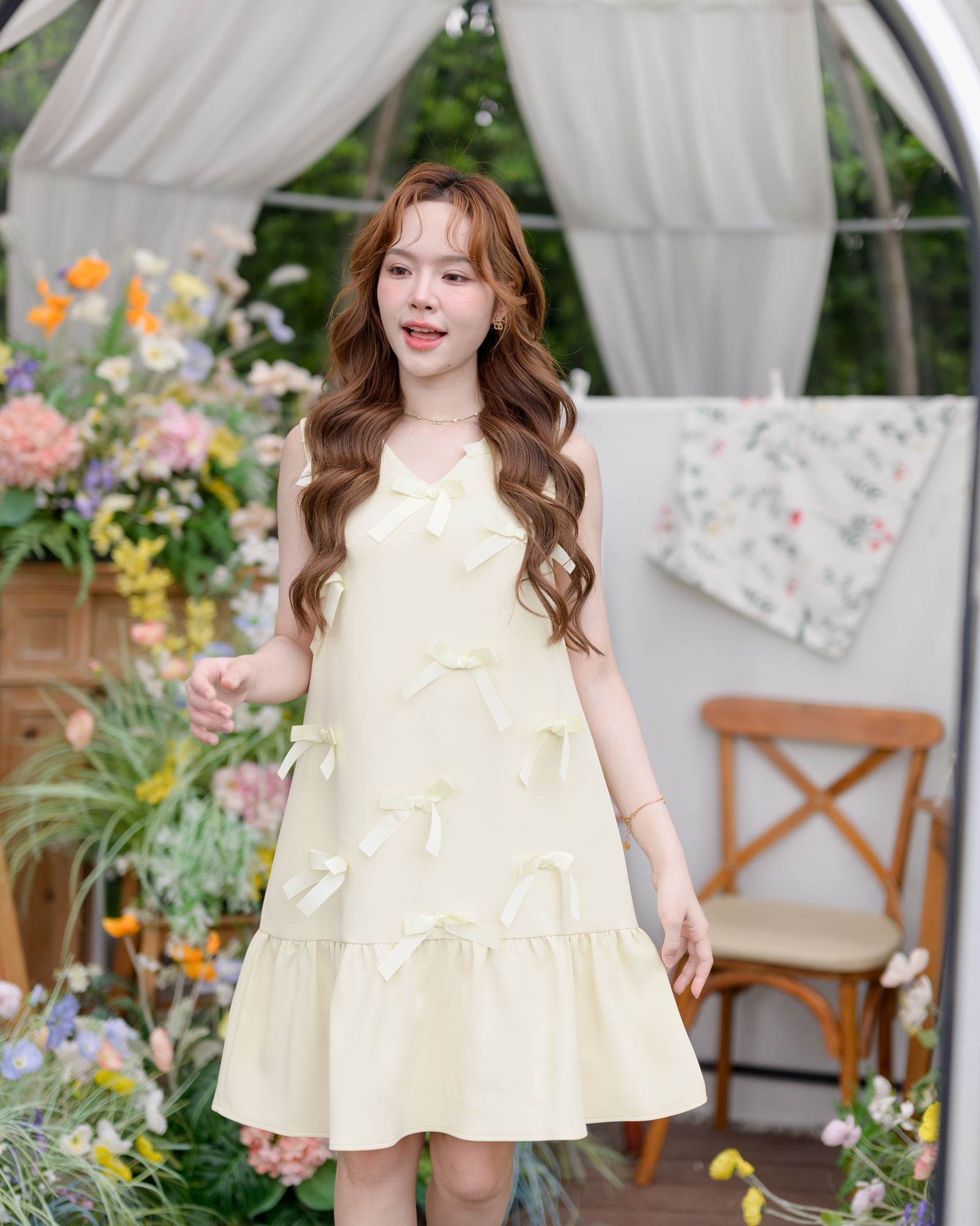 Bow me softly dress : สีเหลืองอ่อน