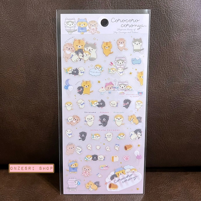 Sticker ลาย Corocoro Coronya Sleepover Party แบบสีชมพู ขนาด 20 x 9.5 ซม.