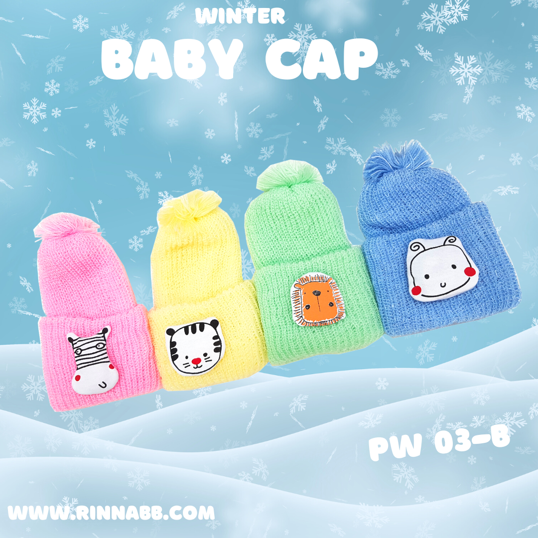 PW 03B หมวกจุกไหมพรมติดการ์ตูน Knitting Cap with Doll