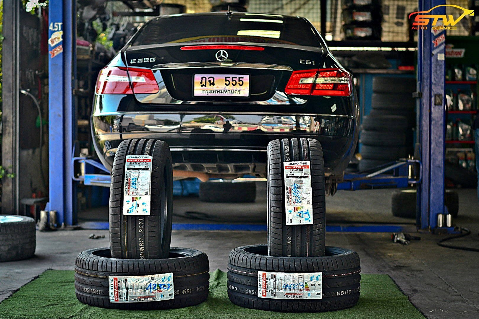 ยาง KUMHO ECSTA PS71 F 235/45R17 97Y R 255/40R17 94Y ติดตั้งใส่ Mercedes Benz E250
