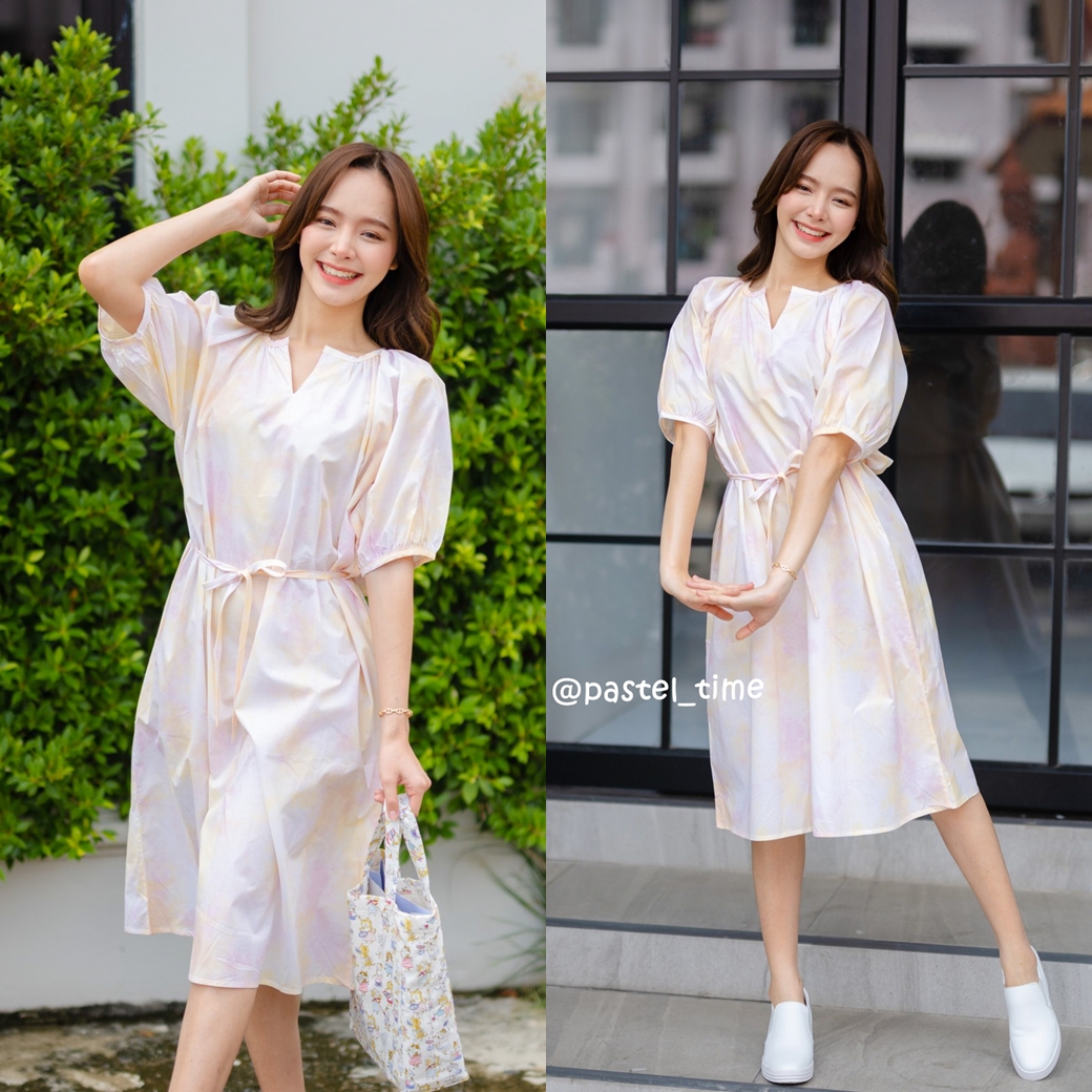 Pastel Oversized Dress เดรสพาสเทลโทนสีชมพูส้ม