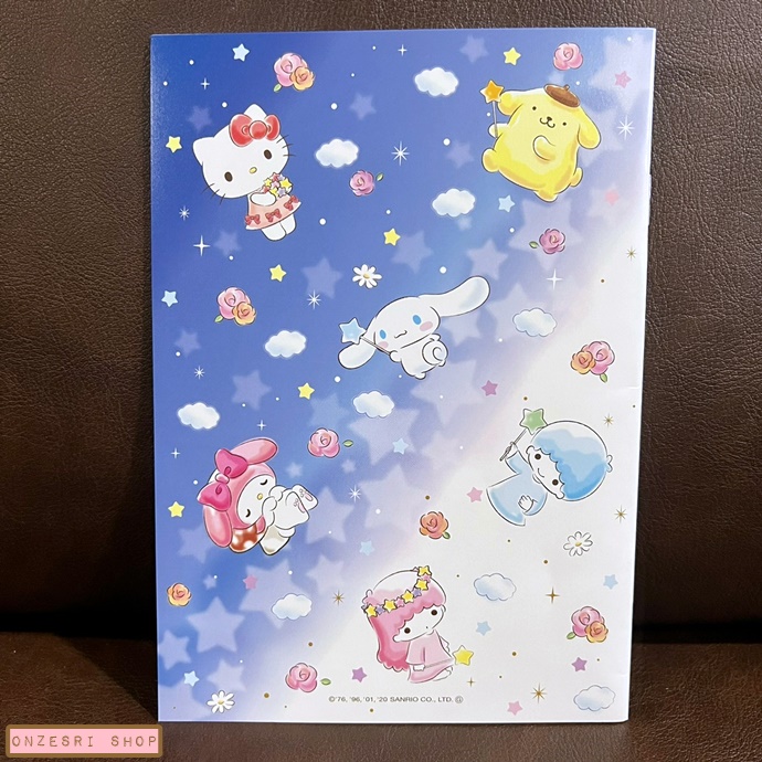 สมุด Sanrio Characters x Asahi Notebook (Limited) รวมลายตัวคาแรคเตอร์ Sanrio สีขาวน้ำเงิน ขนาด 14.8 x 21 ซม. (A5) มี 32 หน้า ของพรีเมียมจาก Asahi ญี่ปุ่น