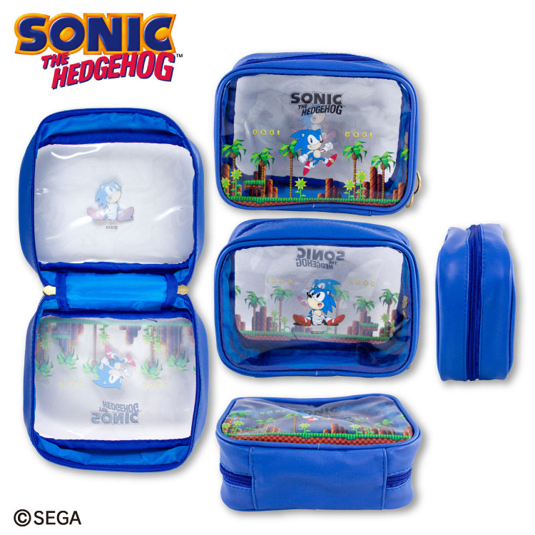 กระเป๋า Sonic the Hedgehog Box Clear Pouch สีน้ำเงิน ขนาด 19.5 x 15.5 x 8 ซม.