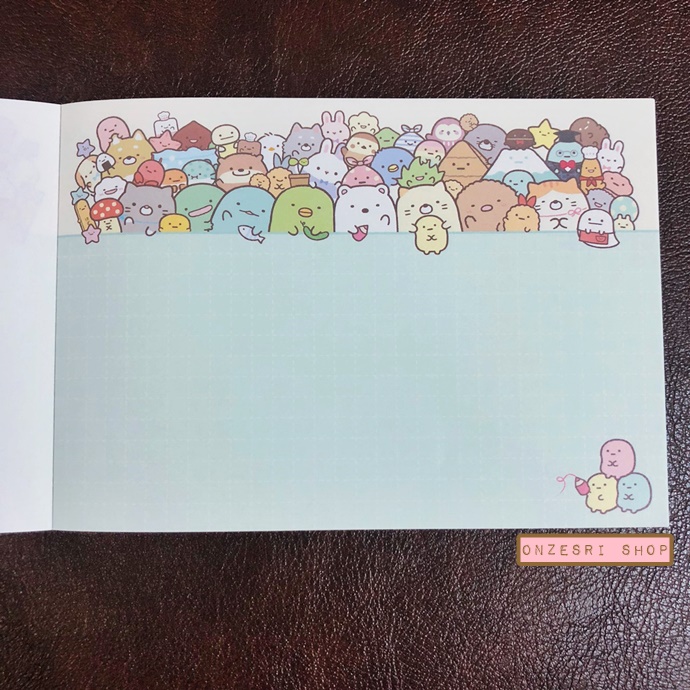สมุดฉีก Sumikko Gurashi - Everyone Gathers แบบสีฟ้า ขนาด 14.8 x 10.5 ซม. มี 4 ลาย รวม 100 แผ่น