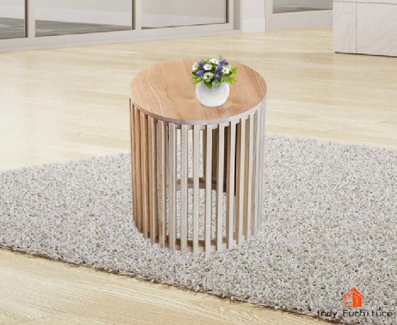 โต๊ะข้างกลม ไม้ยางพารา รุ่น Darin สีธรรมชาติ