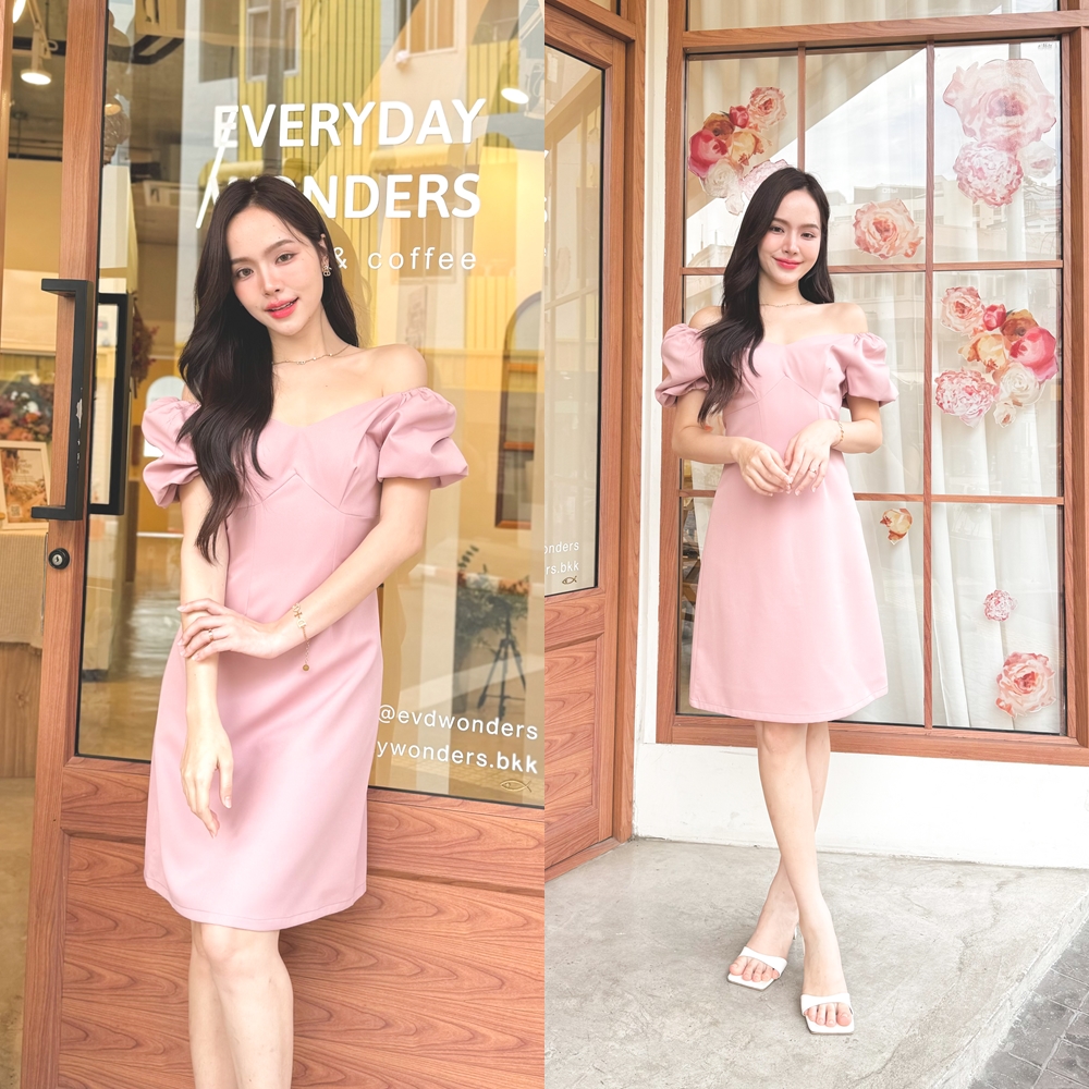 Amber 2in1 Dress : สีชมพู [Made by Pastel Time]