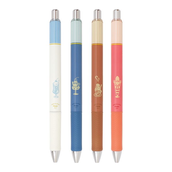 เซ็ตปากกา Pentel Energel Clena (Limited Design) แบบ Pure Cafe Set 4 Color หัว 0.4 หมึกสี Black, Blue Black, Brown, Red