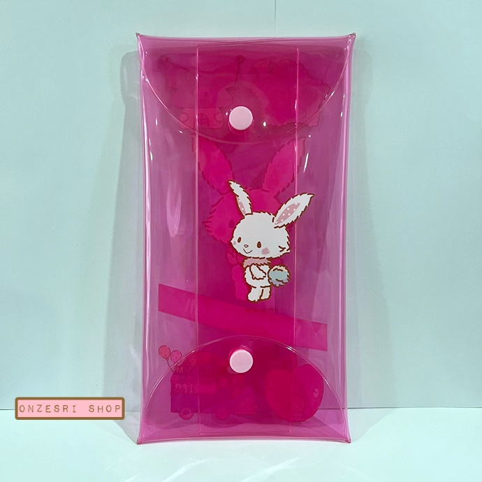 กระเป๋า Sanrio Clear Pen Pouch แบบ Wish Me Mell สีชมพู ขนาด 10.8 x 21.5 ซม. เป็นพลาสติกแข็ง มีกระดุมปิดเปิด ใส่เครื่องเขียนได้