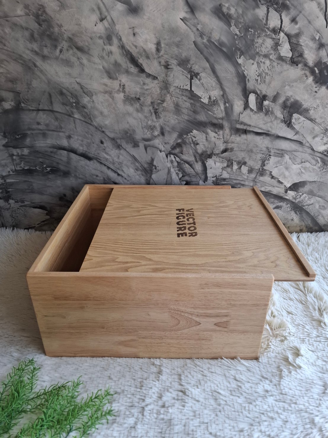 กล่องไม้ยางพาราฝาสไลด์