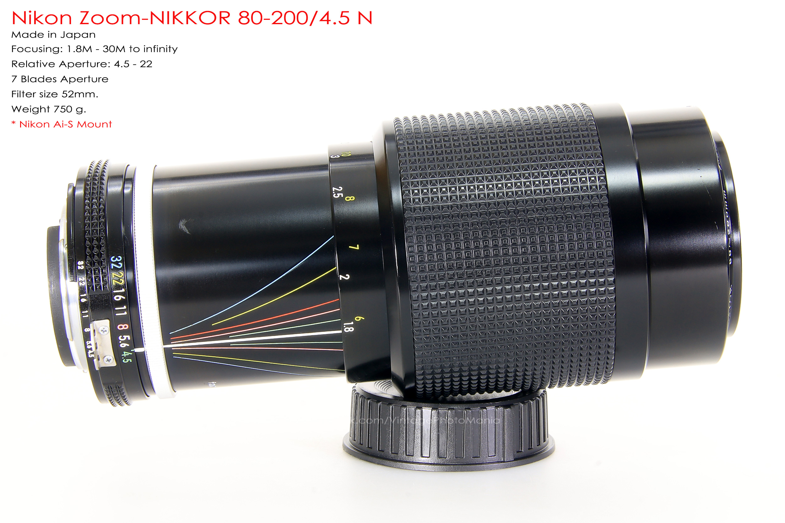 Nikon Zoom-Nikkor 80-200/4.5 N *Nikon Ai-S Mount เลนส์ซูมมือหมุนระยะไกลคมๆจากนิค่อน