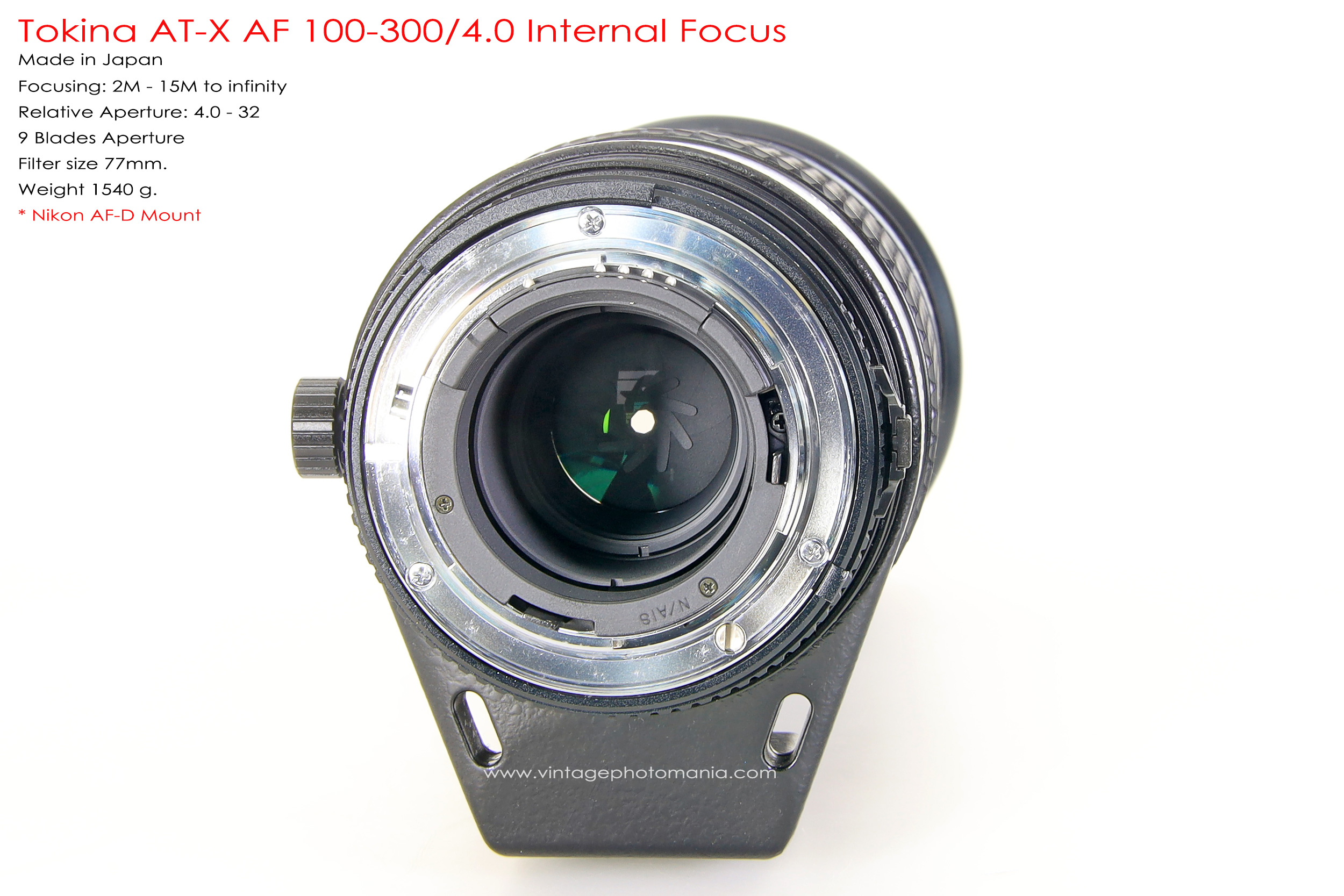 Tokina AT-X AF 100-300/4.0 Internal Focus *Nikon AF-D Mount เลนส์ซูมซูเปอร์เทเลสายถ่ายนกเอฟไม่ไหล